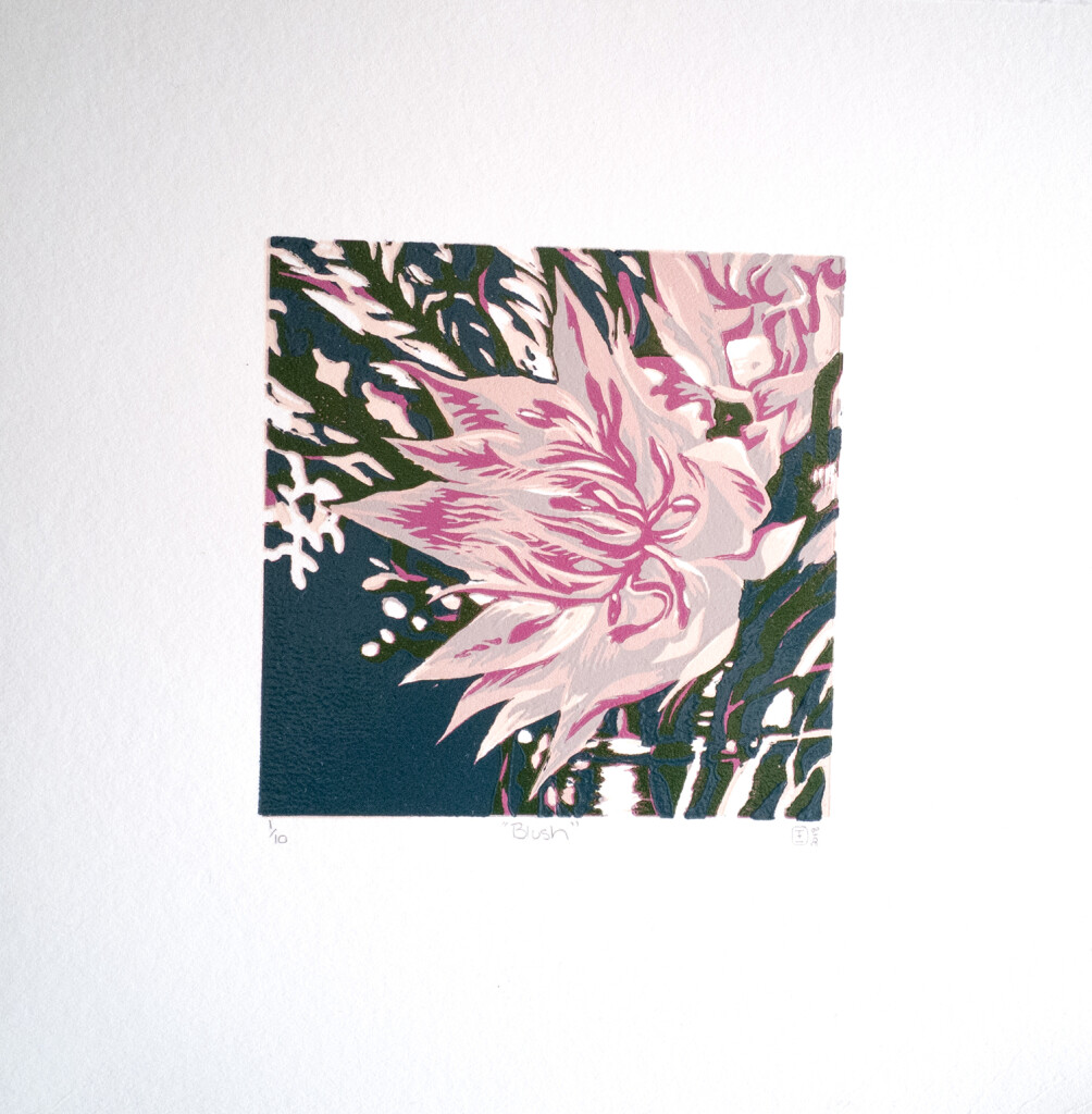 Blush Reduction Linocut