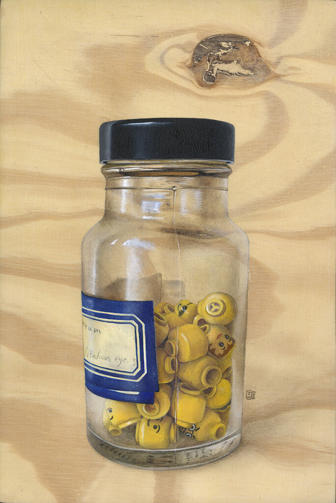 Bottled emotions Oil paint on cradled pine panel