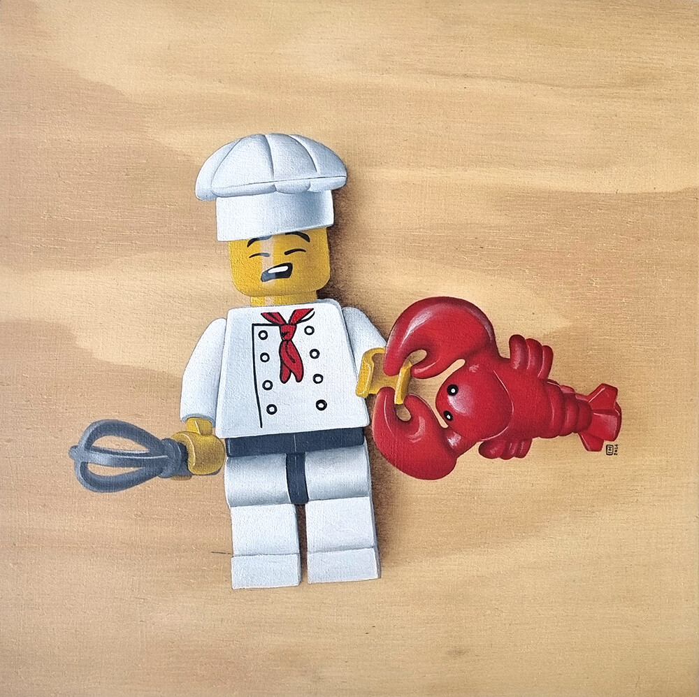 Lego! Oil paint on cradled pine panel